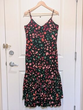 EUC Never Fully Dressed 8 Frida Dress in Black Animal Print w Adjustable Straps